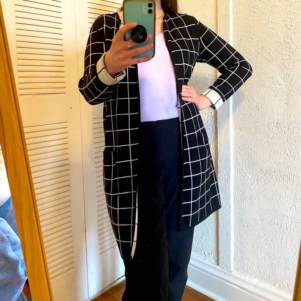 Talbots windowpane cardigan